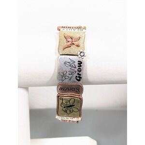 Mixed Metal Grow Live Love Bracelet Butterfly Crystal 6.5 in